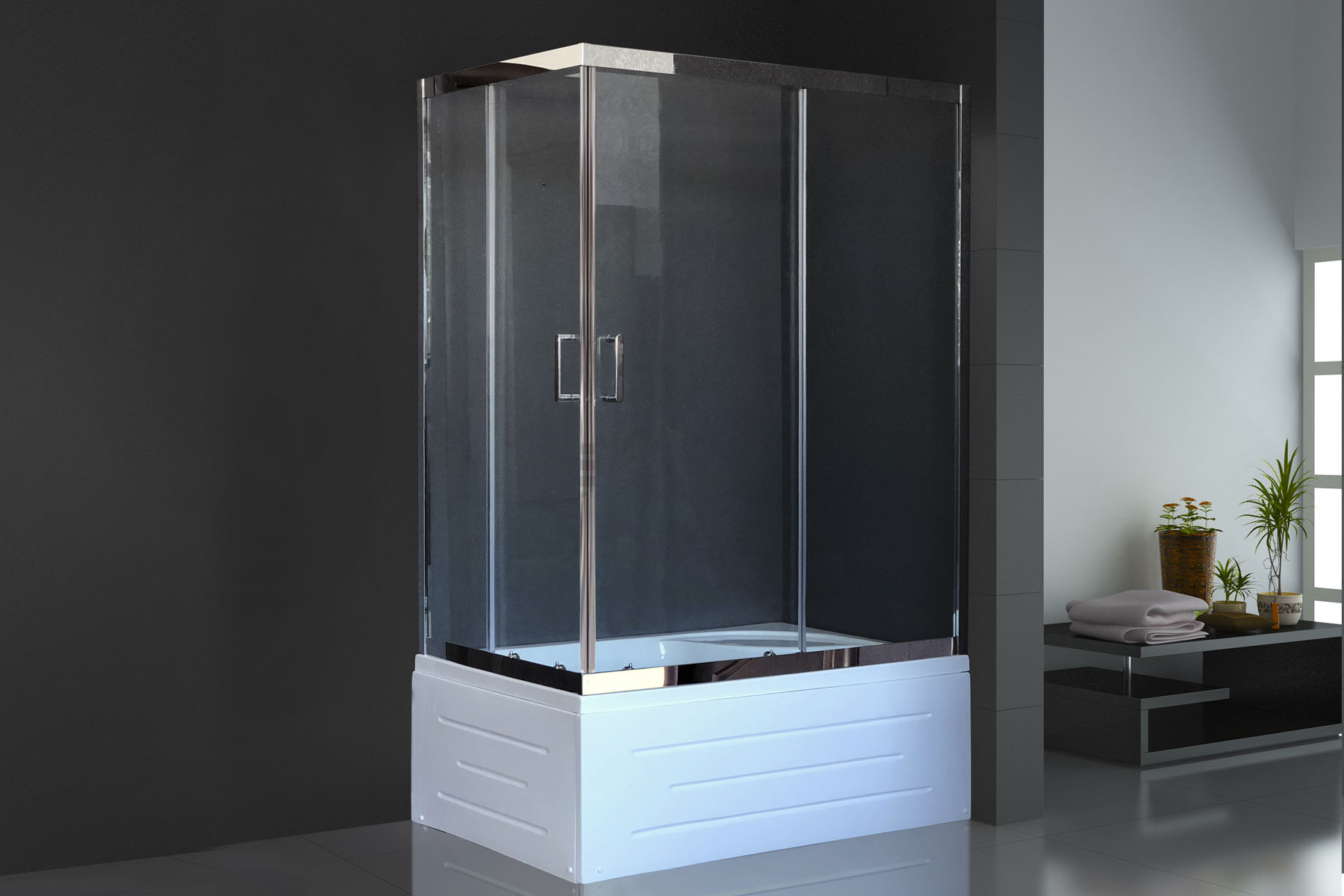 

Душевой уголок 120х80 см Royal Bath BP RB8120BP-T-CH-R стекло прозрачное с поддоном