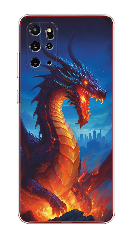 

Чехол на Samsung Galaxy S20 Plus "Дракон над лавой", Оранжевый;коричневый;синий, 29350-1