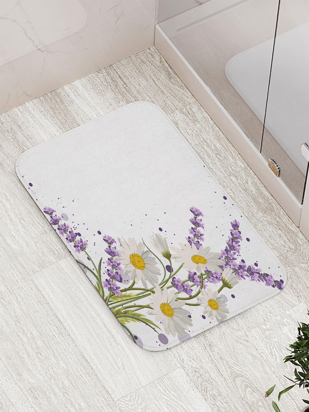 

Коврик противоскользящий JoyArty "Ромашки с лавандой" для ванной, сауны, бассейна, 77х52см, Ромашки с лавандой