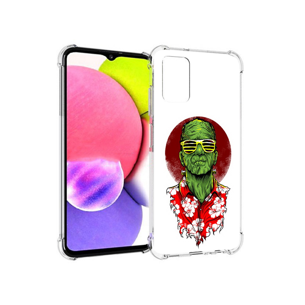 

Чехол MyPads Tocco для Samsung Galaxy A03s крутой зеленый мужчина в очках, Прозрачный, Tocco