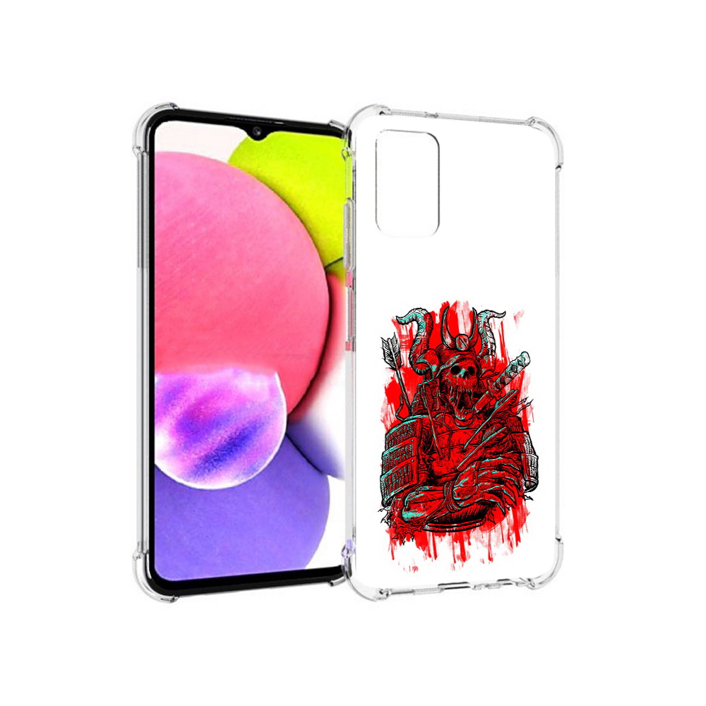 

Чехол MyPads Tocco для Samsung Galaxy A03s красный скелет воин (PT162170.549.413), Прозрачный, Tocco