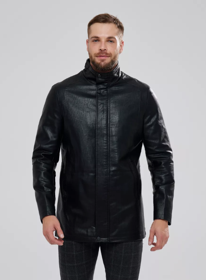 Кожаная куртка мужская RATSKA 2076 черная 58 RU