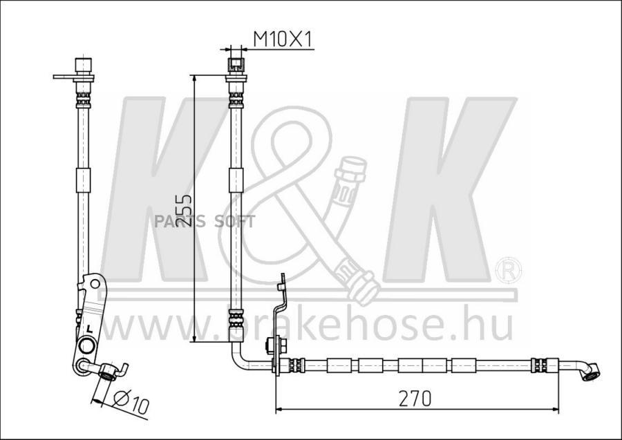 

Шланг Тормозной Kиk Ft0879 Mazda 6, Atenza 2007- Fr L K&K арт. FT0879