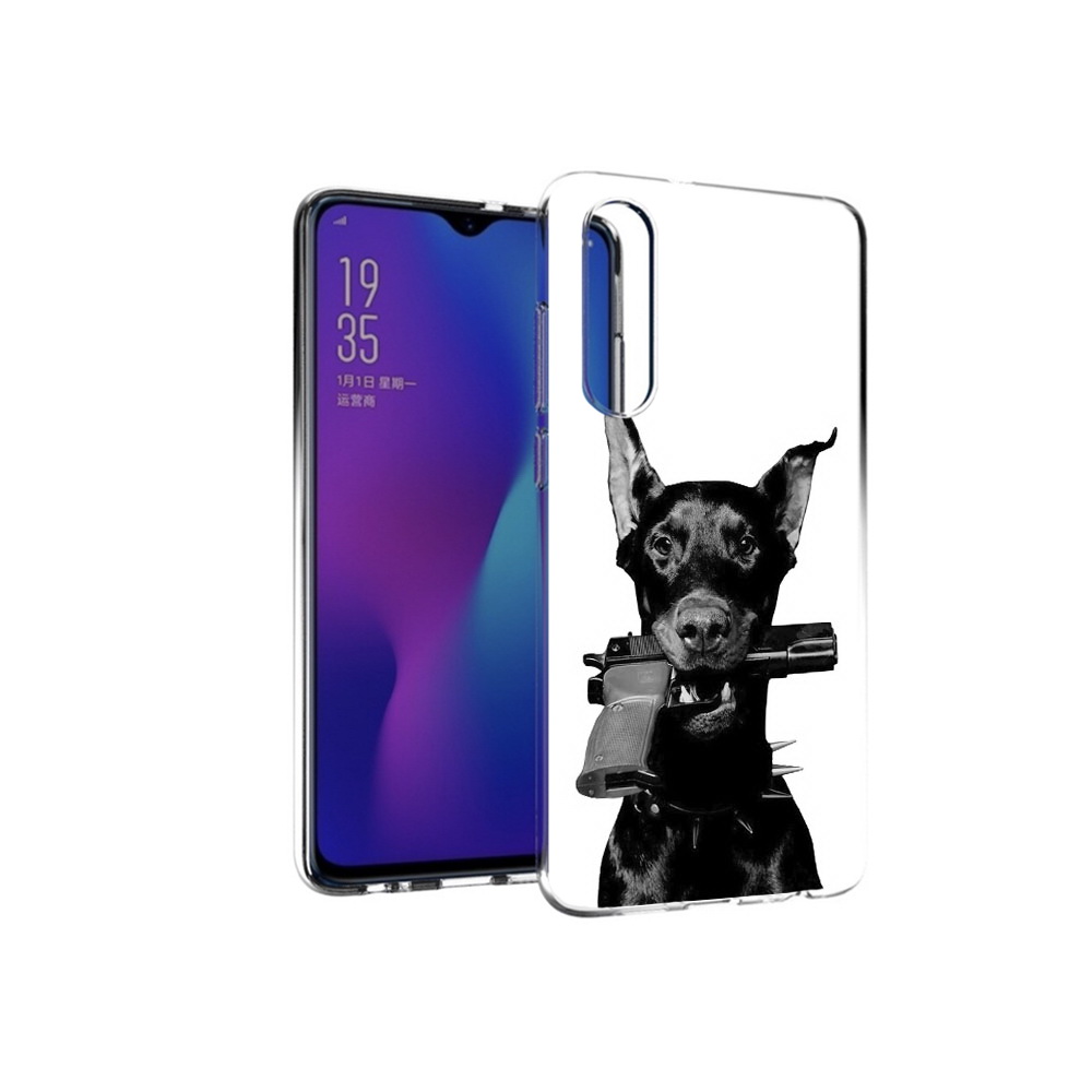 

Чехол MyPads Tocco для Huawei P30 доберман с пистолетом, Прозрачный, Tocco