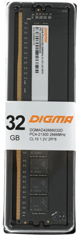 Оперативная память DIGMA DGMAD42666032D (DGMAD42666032D), DDR4 1x32Gb, 2666MHz