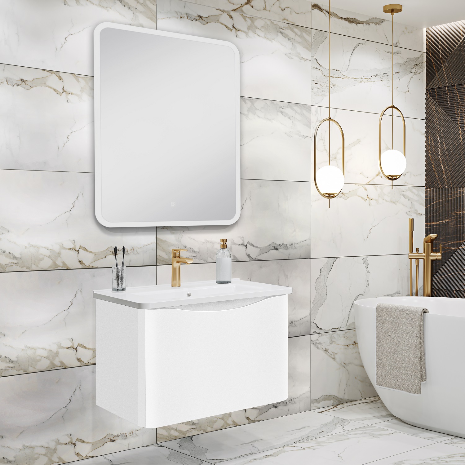Мебель для ванной Runo Тоскана 60 с зеркалом Руан 60х80 белый