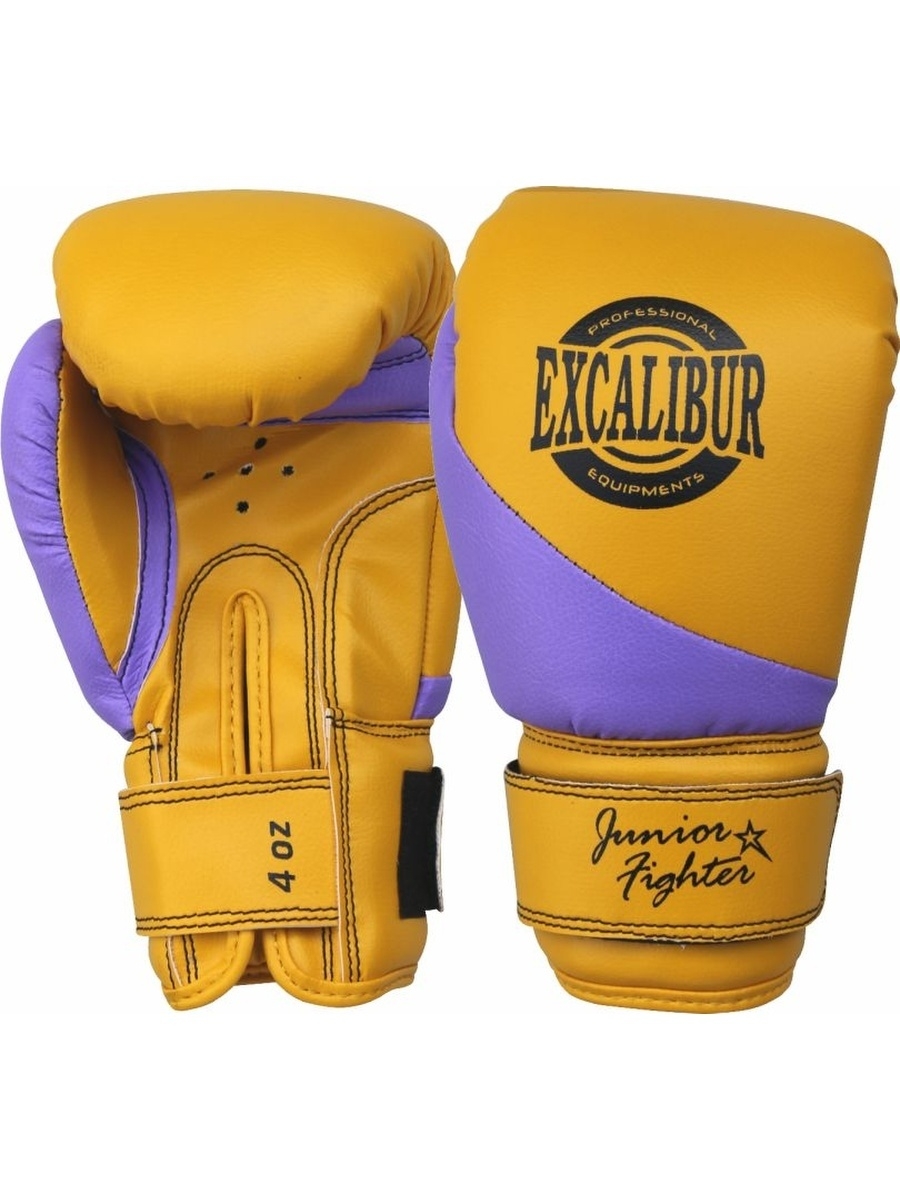 фото Перчатки боксерские детские excalibur 8029/1 yellow pu (4 унции)