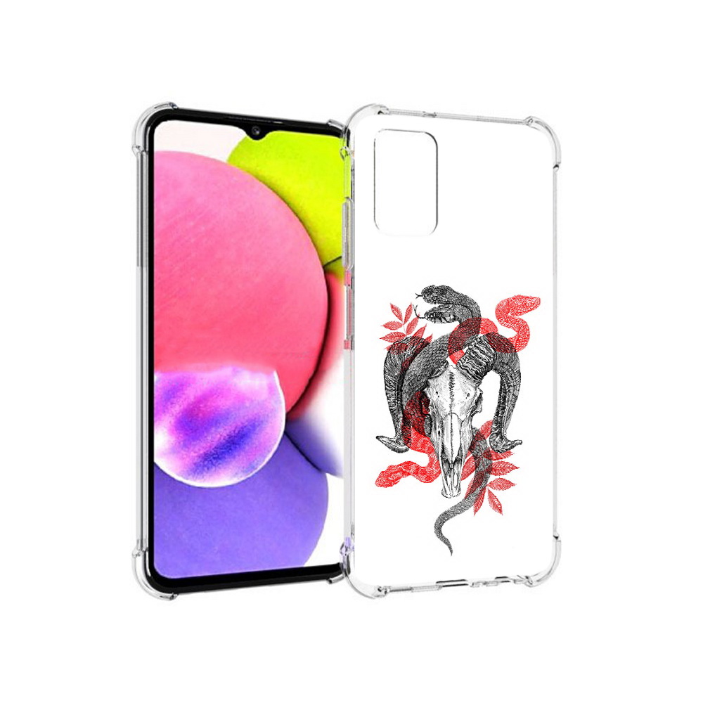 

Чехол MyPads Tocco для Samsung Galaxy A03s змея в черепе рисунок (PT162170.549.365), Прозрачный, Tocco