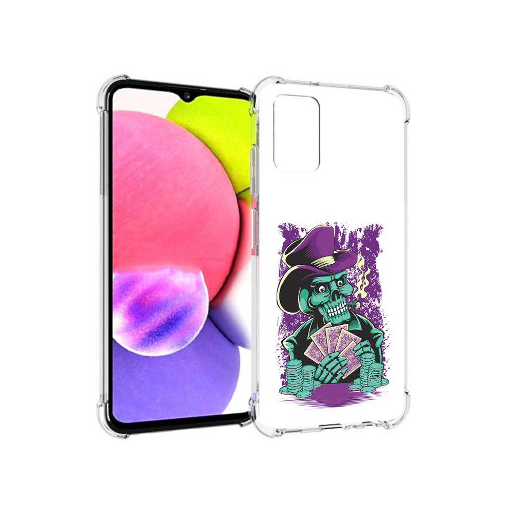 

Чехол MyPads Tocco для Samsung Galaxy A03s зеленый череп с картами (PT162170.549.361), Прозрачный, Tocco