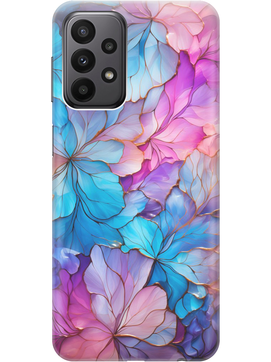 

Силиконовый чехол на Samsung Galaxy A23 4G с рисунком "Цветочный витраж", Голубой;розовый, 20000718