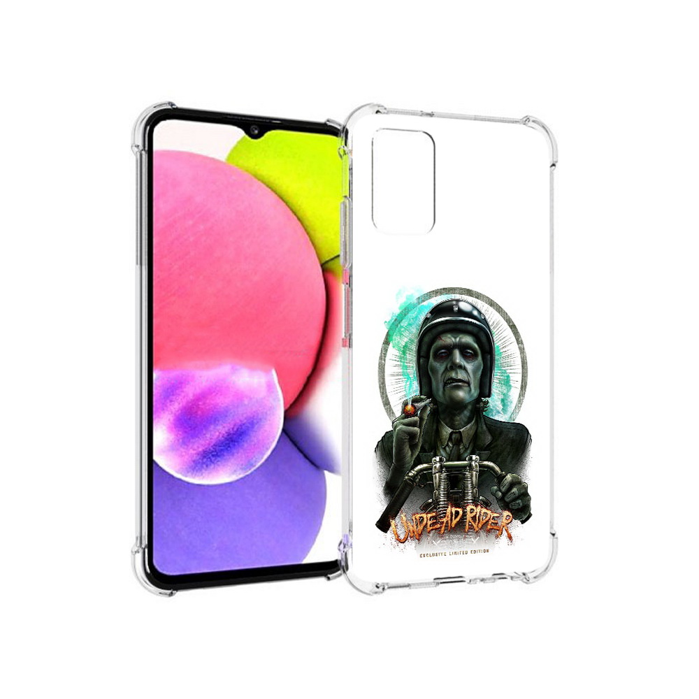 

Чехол MyPads Tocco для Samsung Galaxy A03s зеленый мужчина с сигаретой на мотоцикле, Прозрачный, Tocco