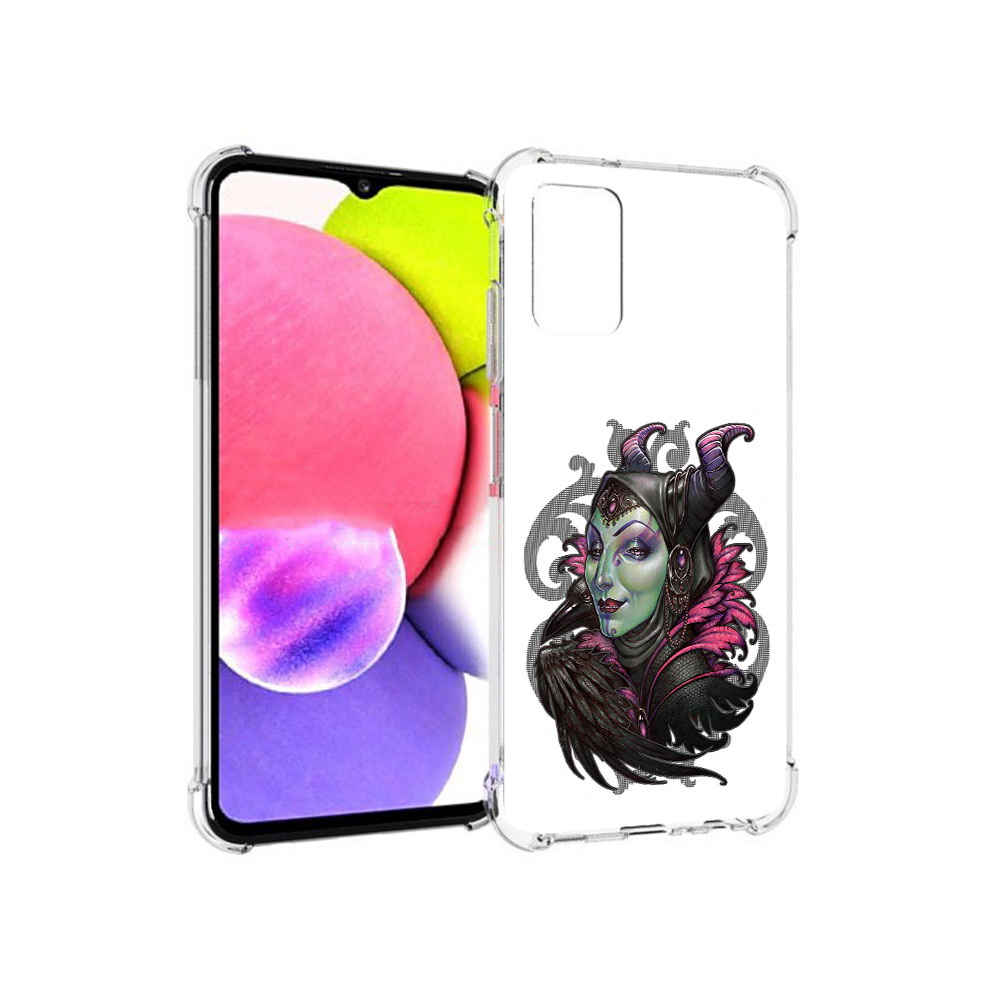 

Чехол MyPads Tocco для Samsung Galaxy A03s зеленая девушка с вороном (PT162170.549.357), Прозрачный, Tocco