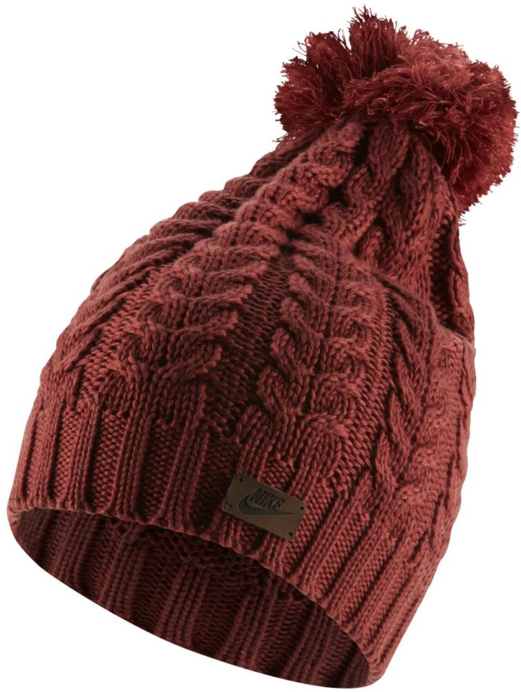 Шапка женская Nike W Nsw Knit Pom Beanie бордовая, one size