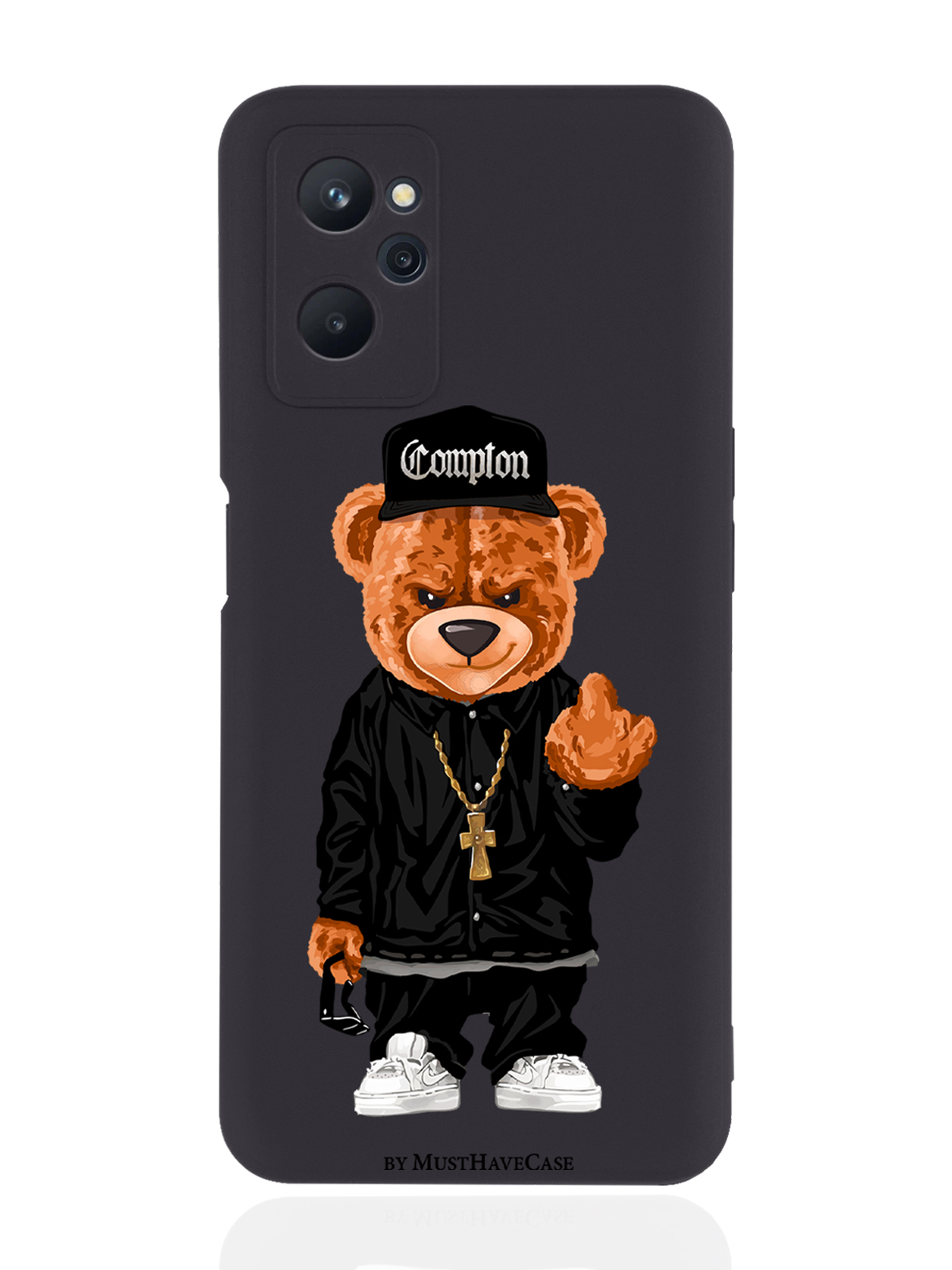 

Чехол MustHaveCase для realme 9i Мишка Compton черный, Коричневый;черный;белый