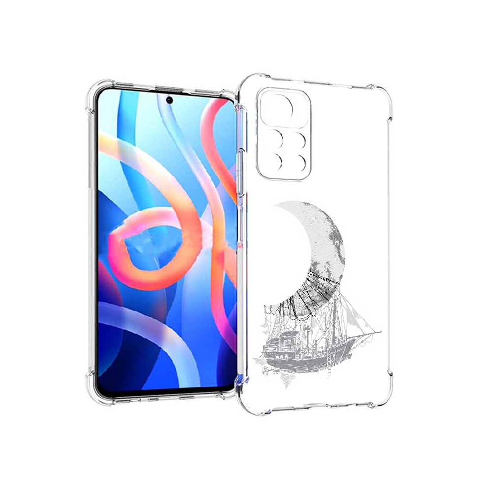 

Чехол MyPads Tocco для Xiaomi Poco M4 Pro 5G черно белый корабль полумесяц, Прозрачный, Tocco