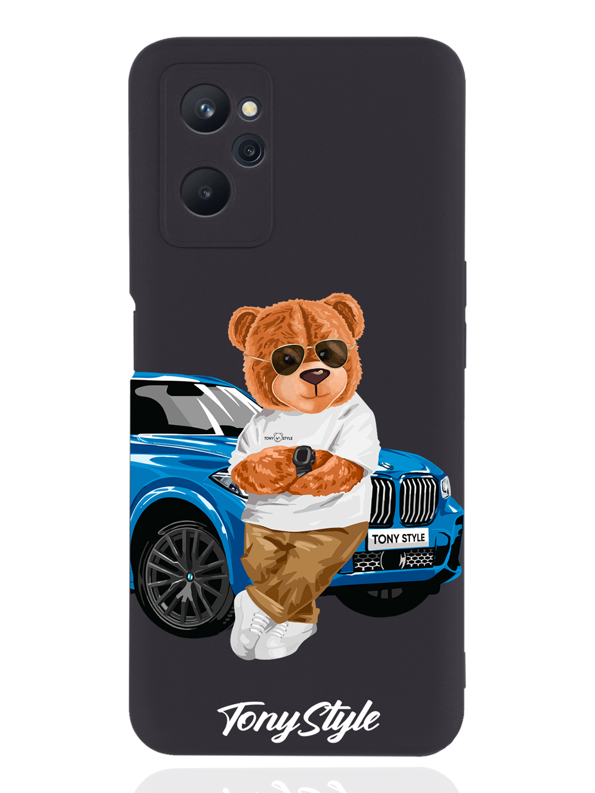 

Чехол Tony Style для realme 9i Tony Style с машиной черный, Голубой;коричневый;белый