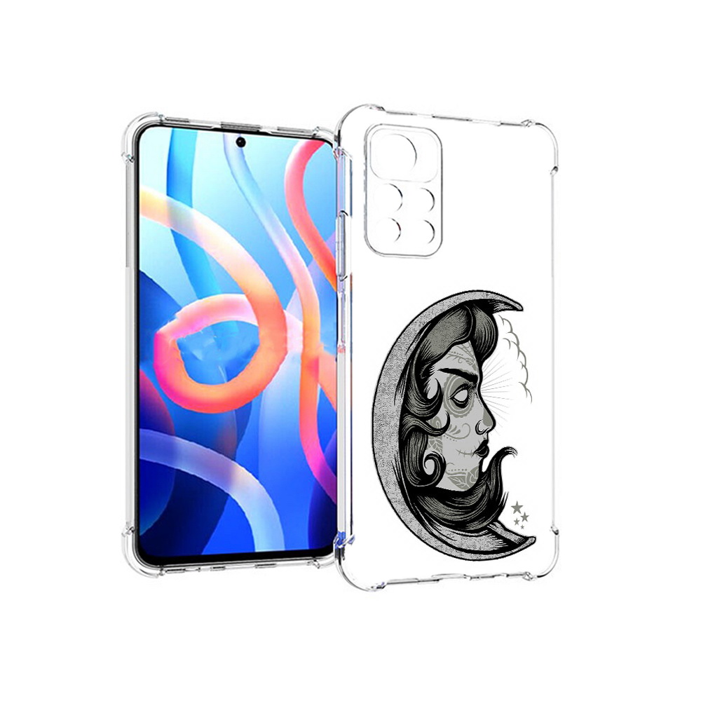 

Чехол MyPads Tocco для Xiaomi Poco M4 Pro 5G черно белая луна с лицом (PT200061.301.680), Прозрачный, Tocco