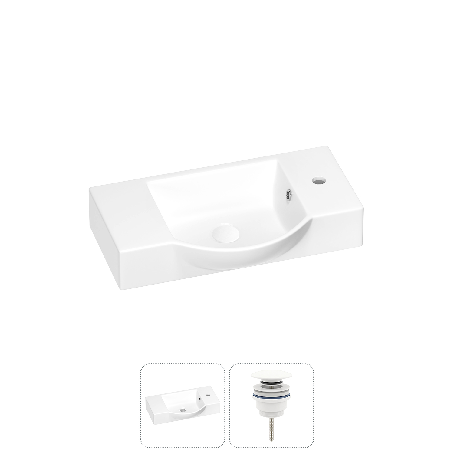 

Маленькая раковина для ванной комнаты или туалета Wellsee WC Area 202011590 в наборе 2 в 1, Глянцевый белый, 151809000_dc_universal_2