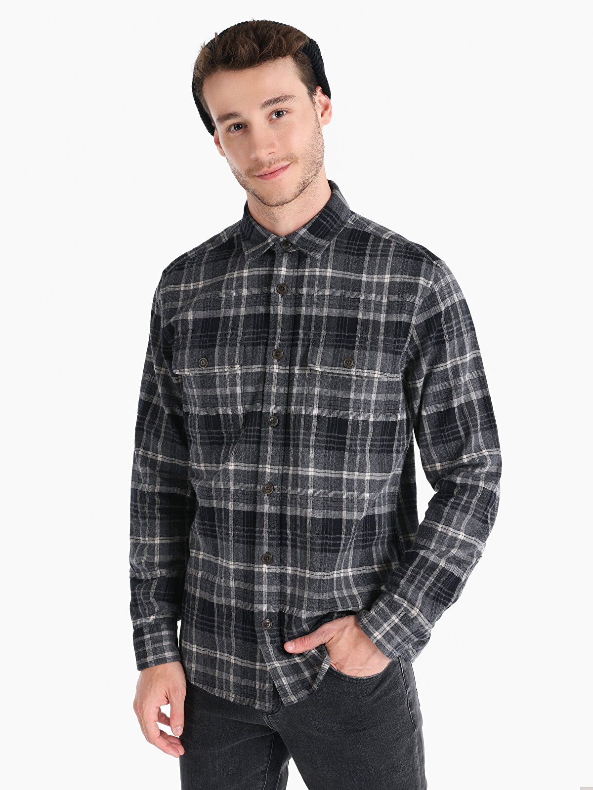 

Рубашка мужская Colin's CL1065943 серая S, Серый, CL1065943