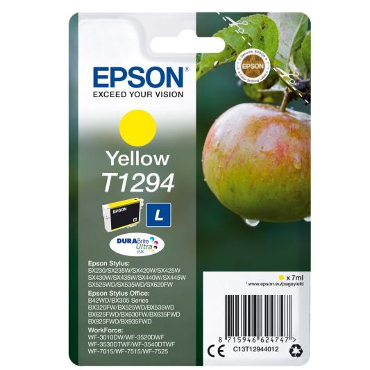 Картридж для струйного принтера Epson T1294 (C13T12944012) желтый, оригинал