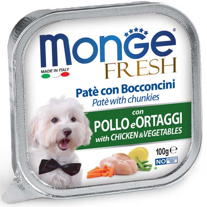 фото Консервы для собак monge fresh, паштет с курицей и овощами, 100г 16шт