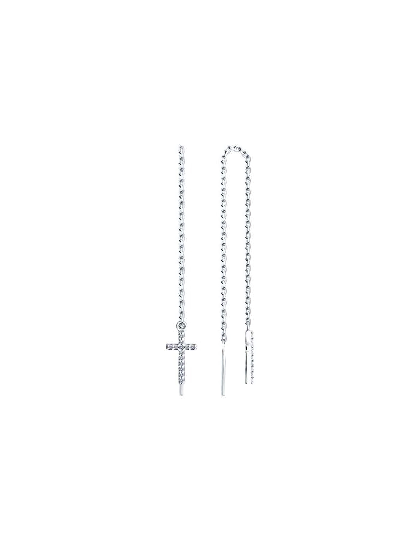 

Серьги продевки из серебра TEO MAORI 894025836, фианит, 894025836