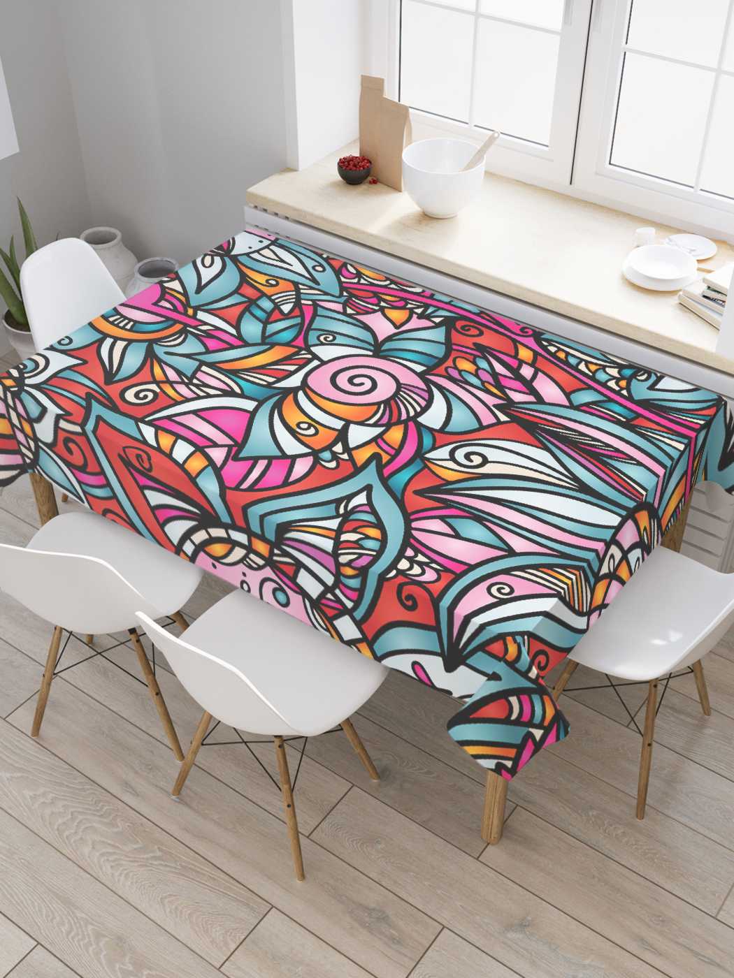 

Скатерть прямоугольная JoyArty "Дикий витраж" из сатена, 120x145 см, Дикий витраж