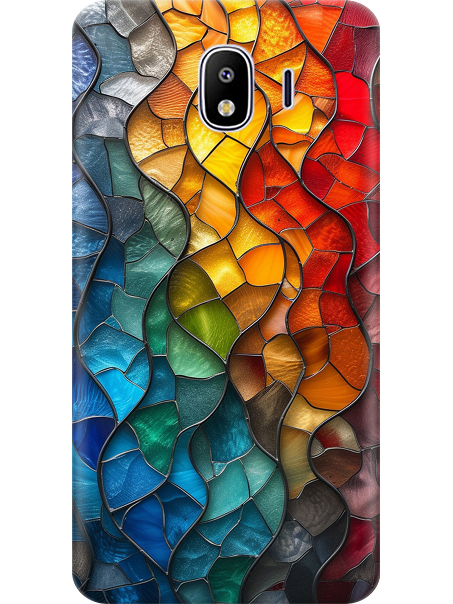 

Силиконовый чехол на Samsung Galaxy J4 (2018) с принтом "Разноцветный витраж", Прозрачный;желтый;синий;черный, 718358931