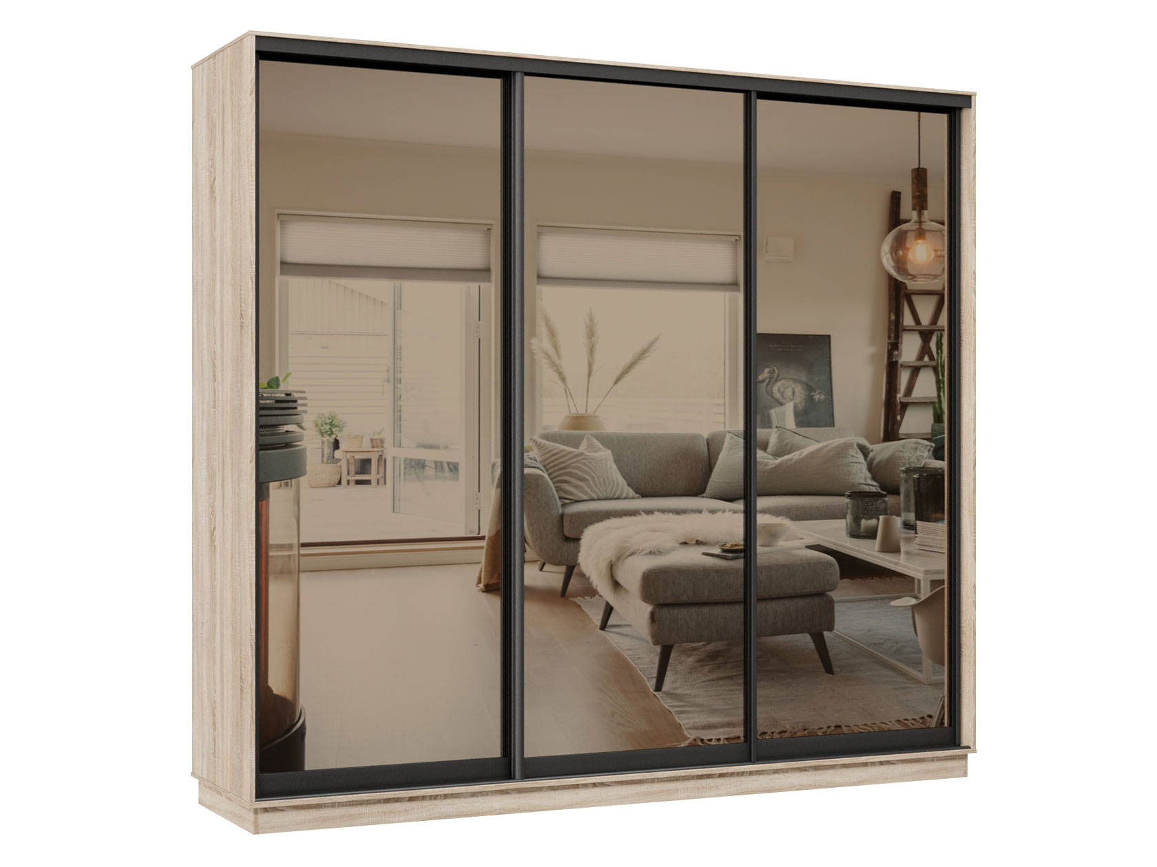 

Шкаф-купе Хочу домой Маршал Дуб Сонома / Зеркало Бронза 2400 мм 2100 мм 600 мм, Бежевый, Маршал