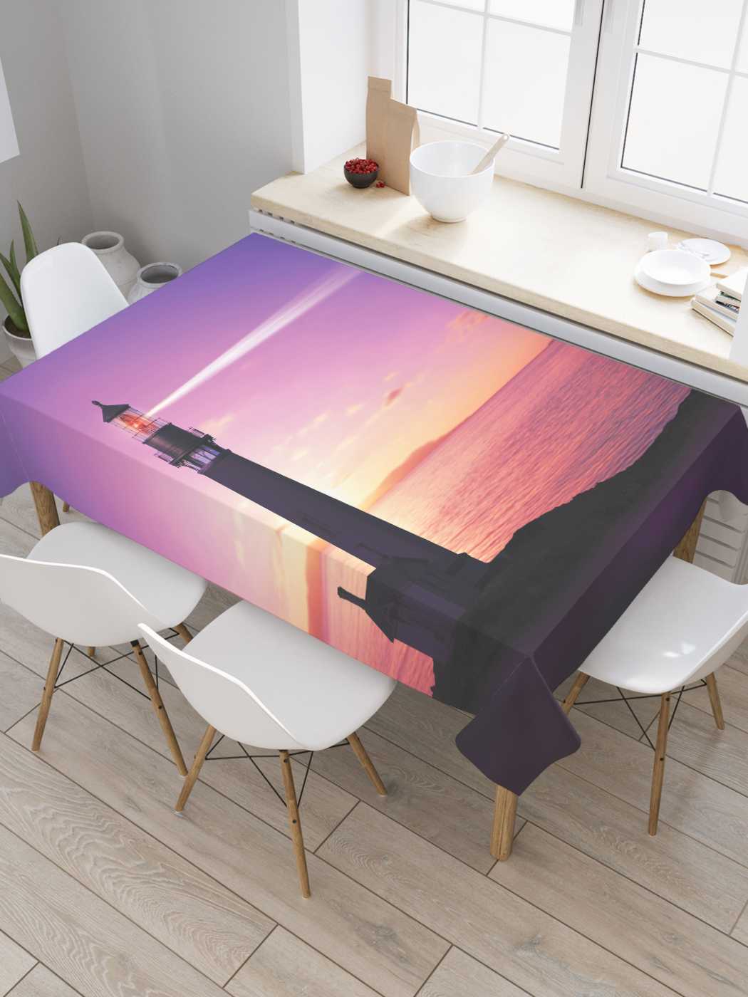 

Скатерть прямоугольная JoyArty "Солнце за маяком" из сатена, 120x145 см, Белый, Солнце за маяком