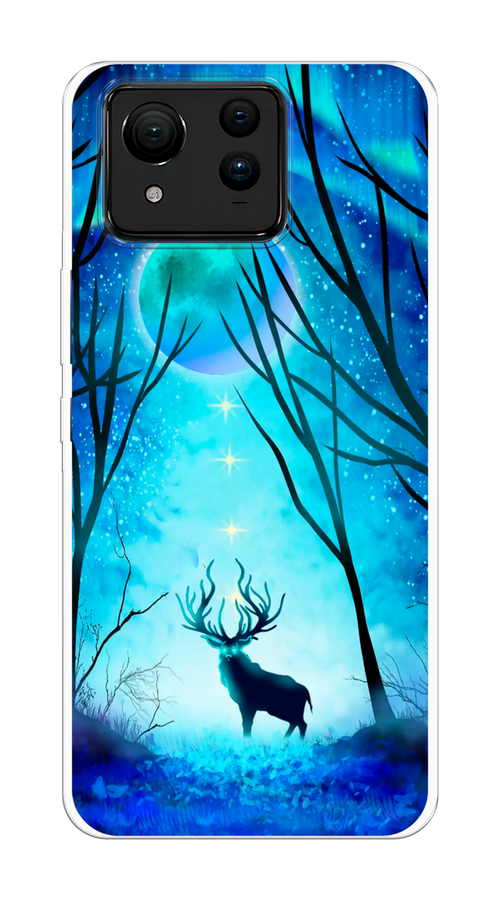 

Чехол на Asus ZenFone 11 Ultra "Олень северное сияние", Синий;черный;голубой, 45250-1