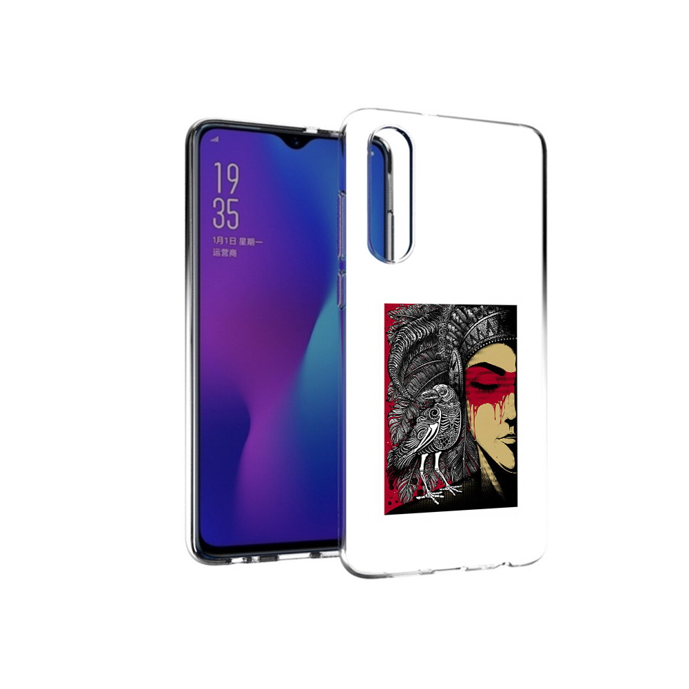 

Чехол MyPads Tocco для Huawei P30 девушка с вороном в абстракции, Прозрачный, Tocco