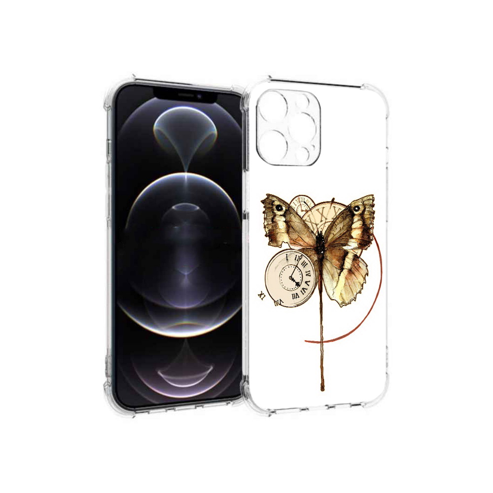 

Чехол MyPads Tocco для Apple iPhone 13 Pro Max старинные часы с бабочкой, Прозрачный, Tocco