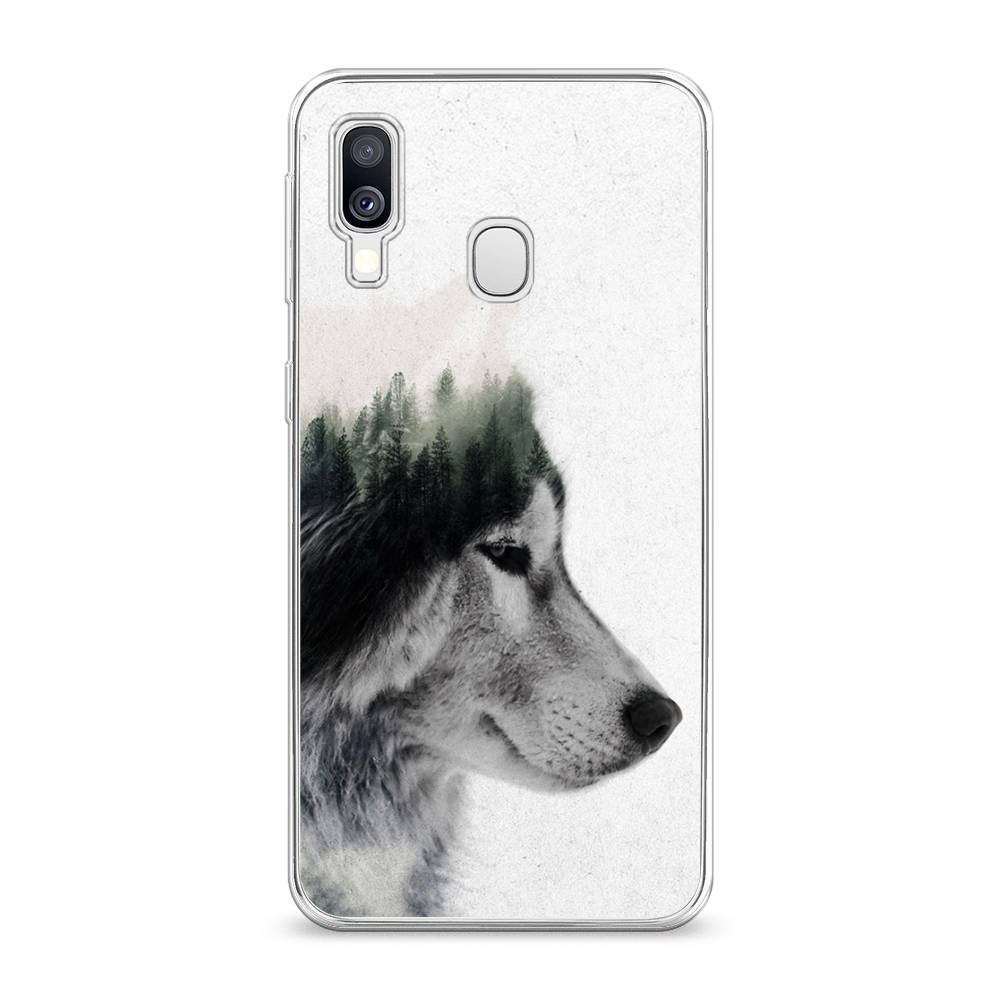 

Чехол на Samsung Galaxy A40 "Волк лес", Серый;белый, 28050-1