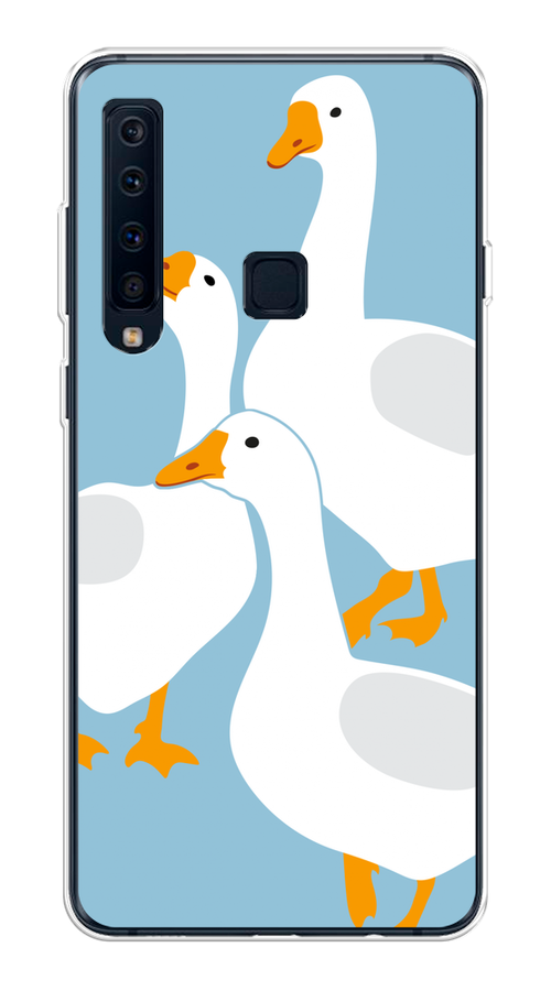 

Чехол на Samsung Galaxy A9 2018 "Гусиное трио", Голубой;белый;серый;желтый, 26650-1