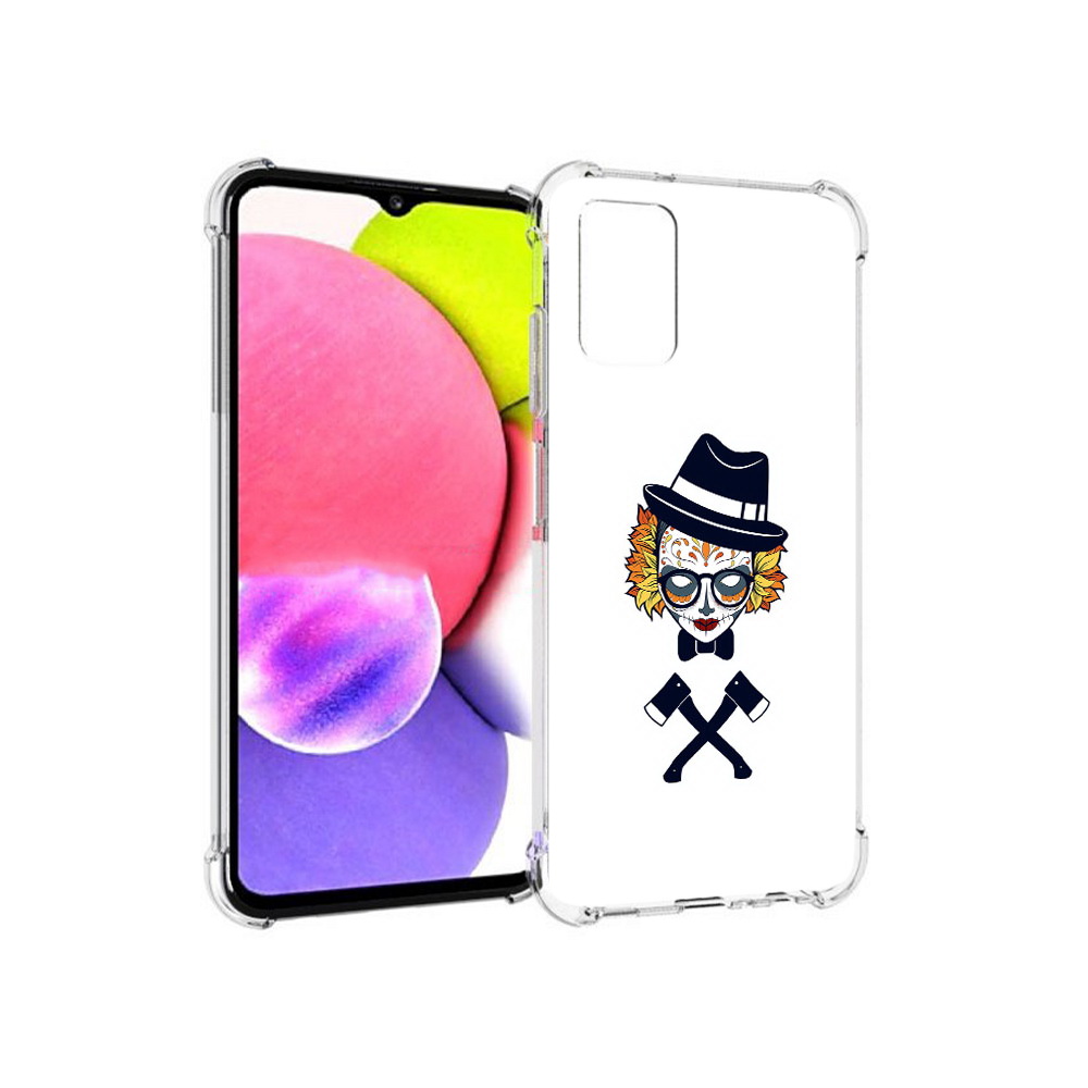 

Чехол MyPads Tocco для Samsung Galaxy A03s девушка в маске с топорами рисунок, Прозрачный, Tocco