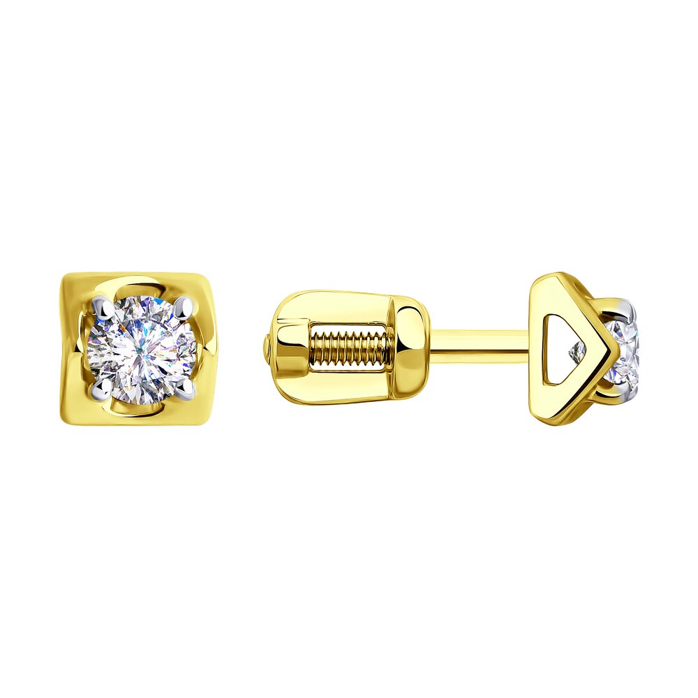 

Серьги пусеты из золота SOKOLOV 028530-2, фианит, 028530-2