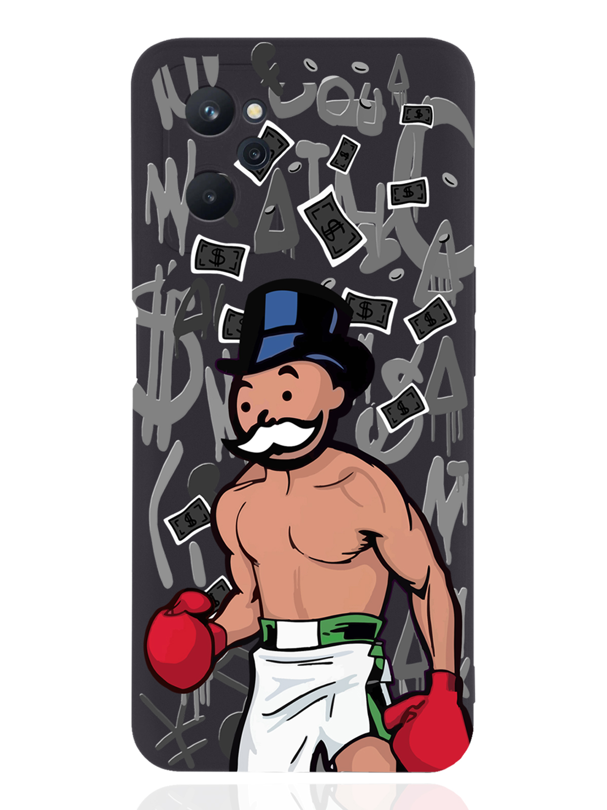 

Чехол MustHaveCase для realme 9i Monopoly Boxing Монополия Боксер черный, Разноцветный