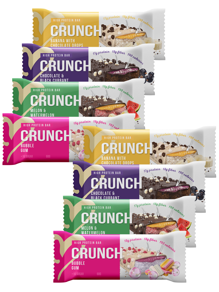 

Ассорти Протеиновый 4х-слойный батончик Crunch Bar, 8шт по 60г