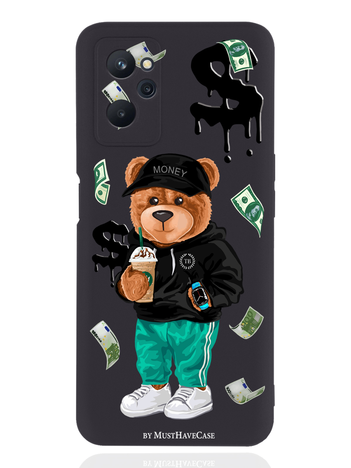 

Чехол MustHaveCase для realme 9i Tony Bear/ Мишка Тони черный, Черный;зеленый;коричневый