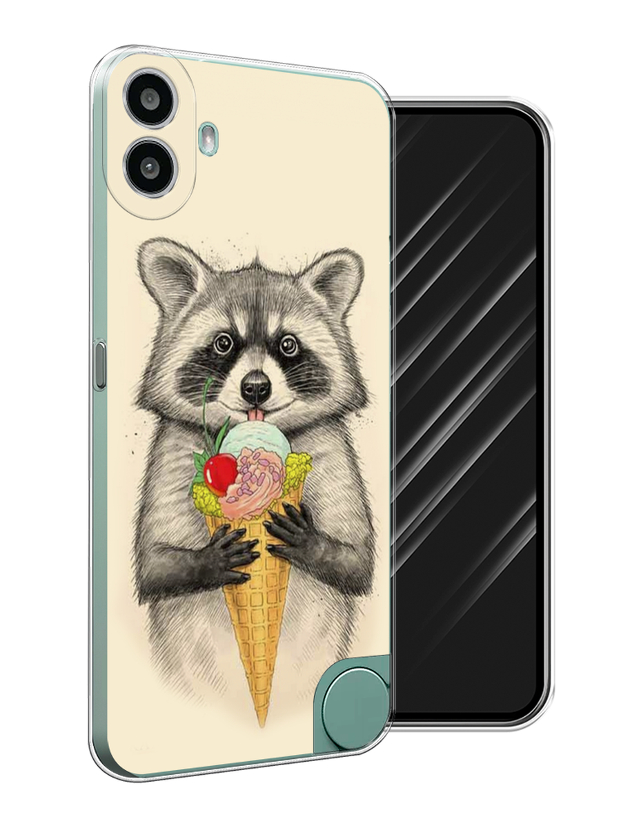 

Чехол Awog на CMF Phone 1 "Енот с мороженым", Бежевый;серый, 3300450-1