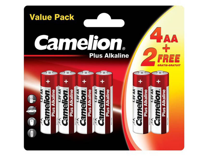 фото Батарейка aa - camelion lr6 plus alkaline 4+2lr6-bp (4+2 штуки)