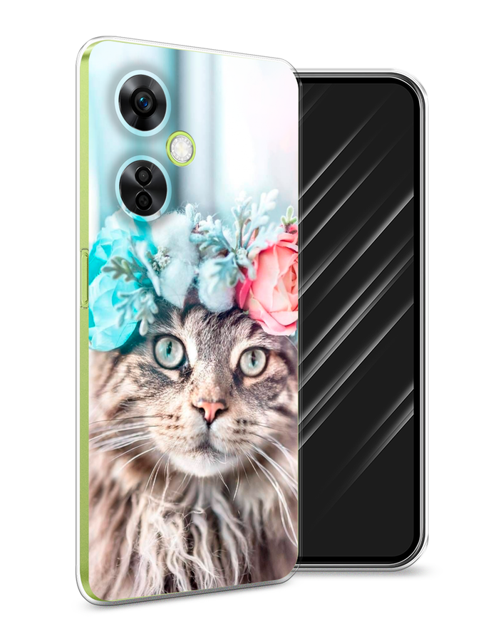 

Чехол Awog на OnePlus Nord N30 5G/Nord CE3 5G/Nord CE3 Lite "Кот в венке", Серый;голубой;розовый, 153750-2