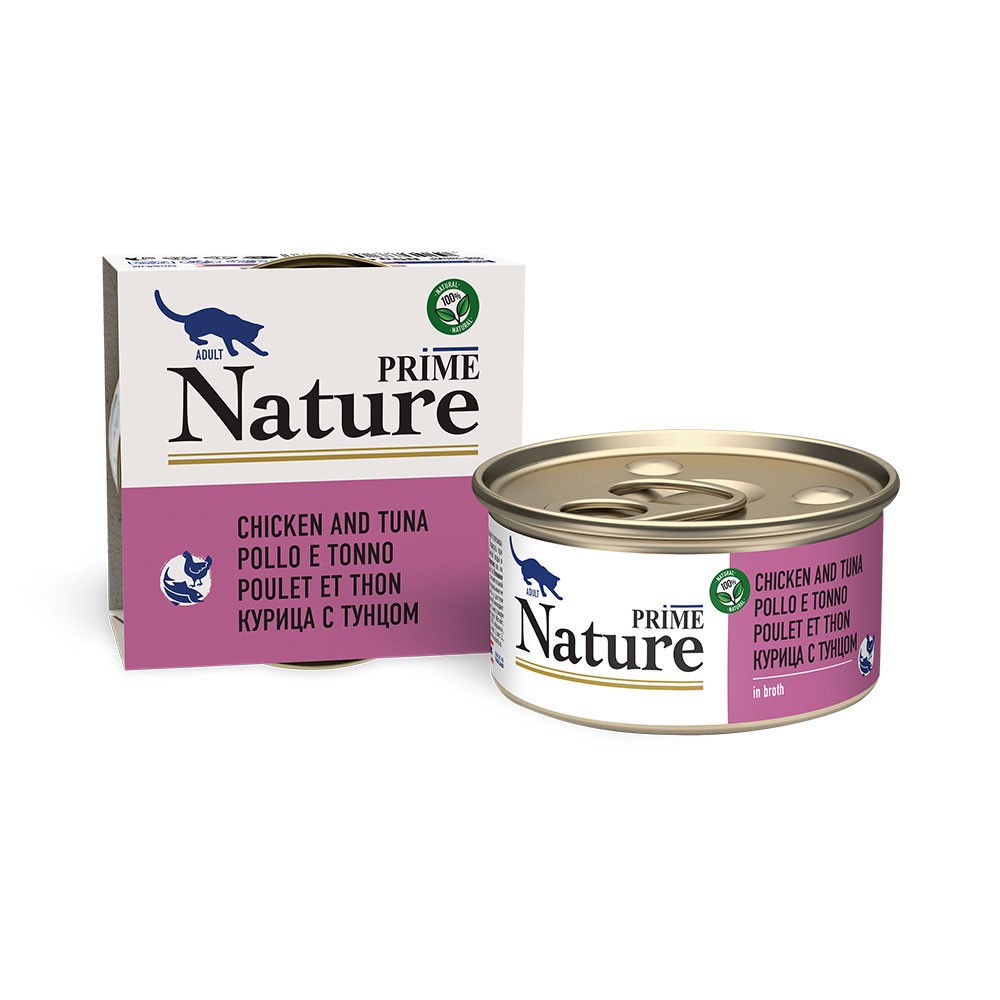 

Консервы для кошек Prime Nature курица с тунцом в бульоне, 85г