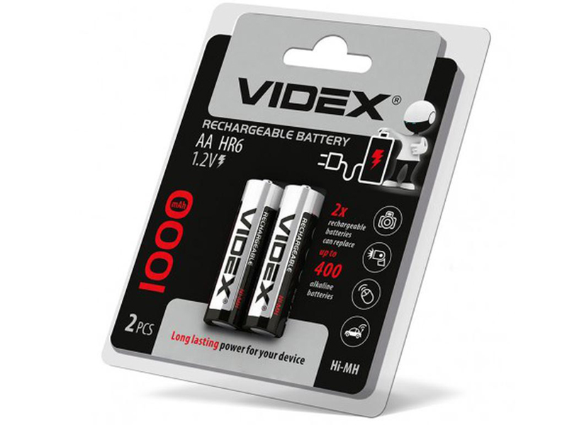 

Аккумулятор Videx AA HR6 1000mAh 2BL VID-HR6-1000 (2 штуки), VID-HR6-1000