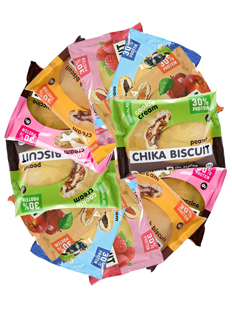 фото Chika biscuit ассорти /12шт/ протеиновое печенье с начинкой chikalab