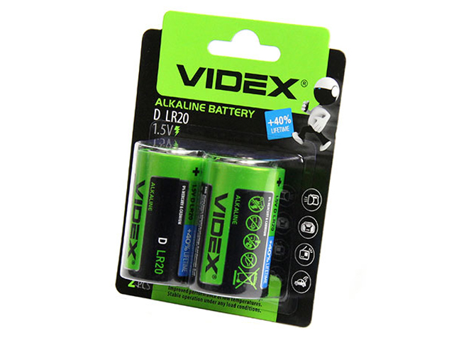 

Батарейка D - Videx LR20 VID-LR20-2BC (2 штуки), VID-LR20-2BC