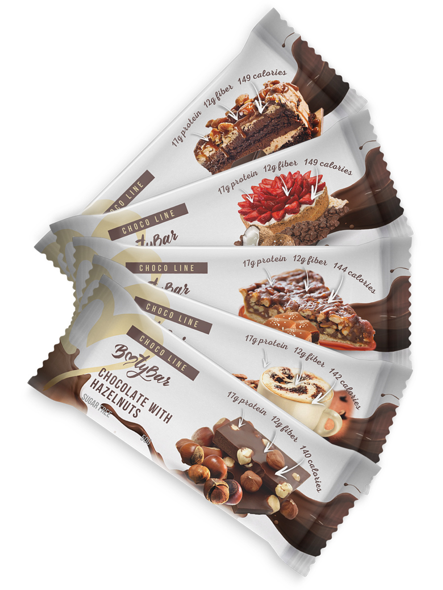 фото Ассорти протеиновый 2х-слойный батончик choco line, 5шт по 50г bootybar