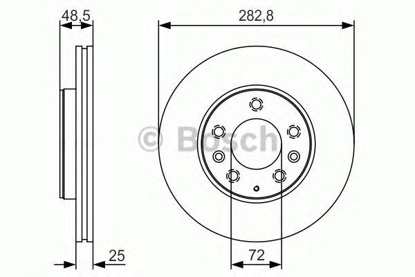 

Тормозной диск Bosch передний вентилируемый 2825x25 мм 5 отверстий 0986479S60