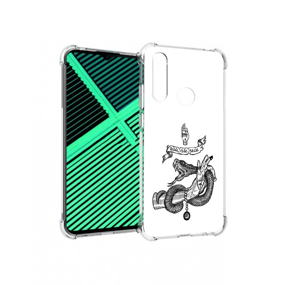

Чехол MyPads Tocco для Motorola Moto G8 Power Lite змея на руке рисунок (PT227069.358.366), Прозрачный, Tocco